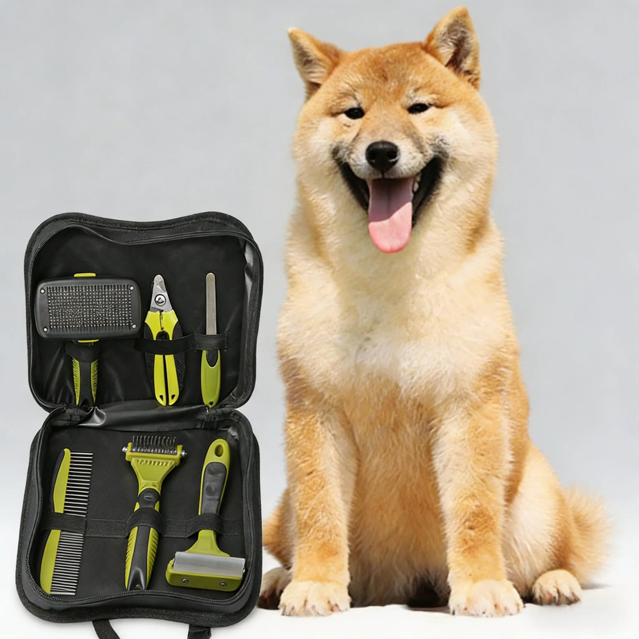 

6 in 1 Pet Cat Dog Grooming Deshedding Tools Brush Comb Set Storage Bag Dog Hair Remover Comb Pet Cleaning Supplies Accessories