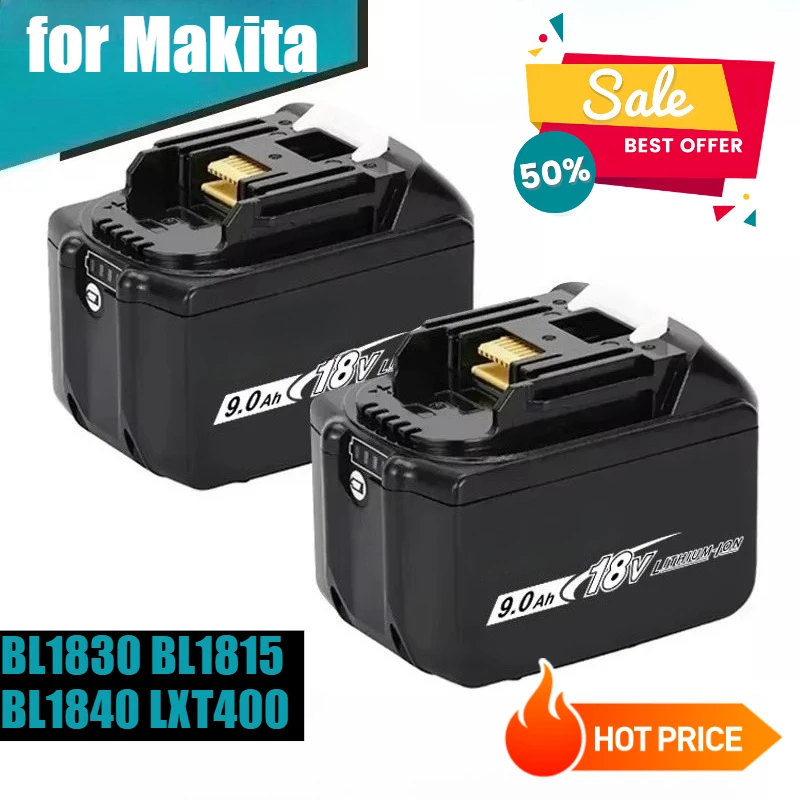 

9000mAh BL1830 BL1815 BL1840 LXT400 9.0Ah for Makita Tool Drills with Large Capacity