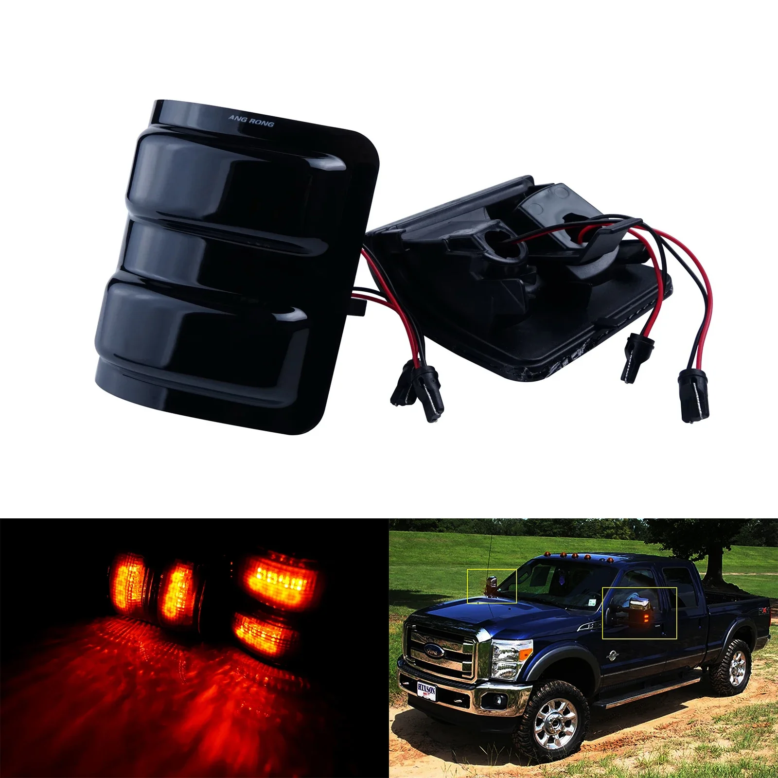 2x For Ford F250 F350 F450 F550 LED Wing Mirror Indicator Side Marker Turn Signal Light Lamp