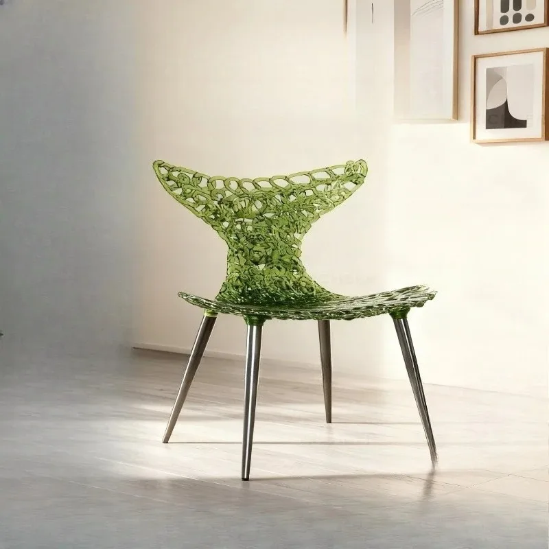 

Dining chair Household backrest Polycarbonate fishtail chair Premium sense dopamine transparent chair