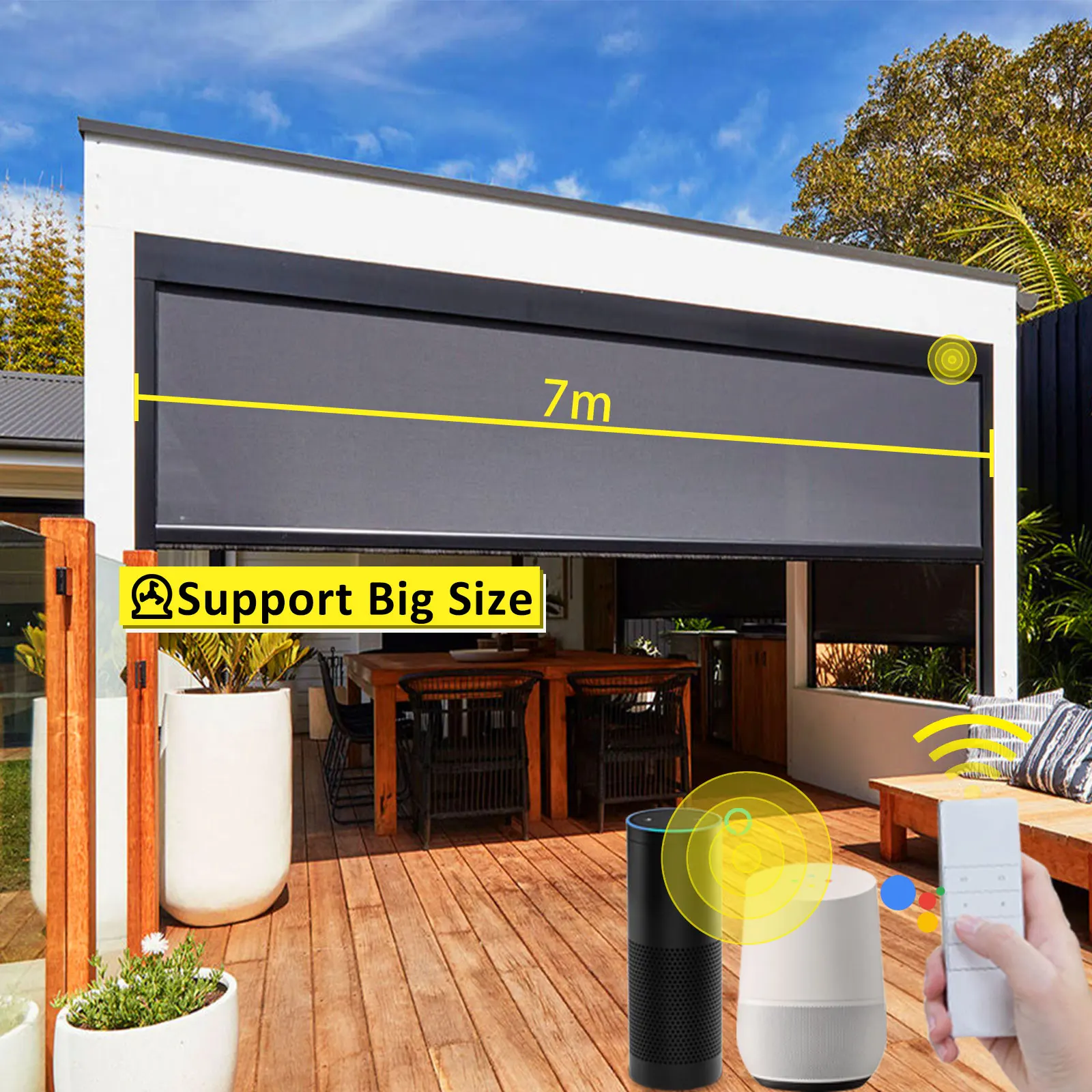 Outdoor Blind Motorized Pergola Shs Big Size Zip Track Aluminum Balcony Roller Blinds