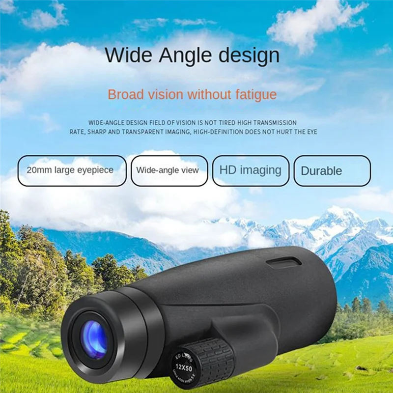 ABZV-prismáticos de alta definición 12X50 enfoque inteligente binoculares de viaje portátiles de larga distancia Monocular juguetes de caza