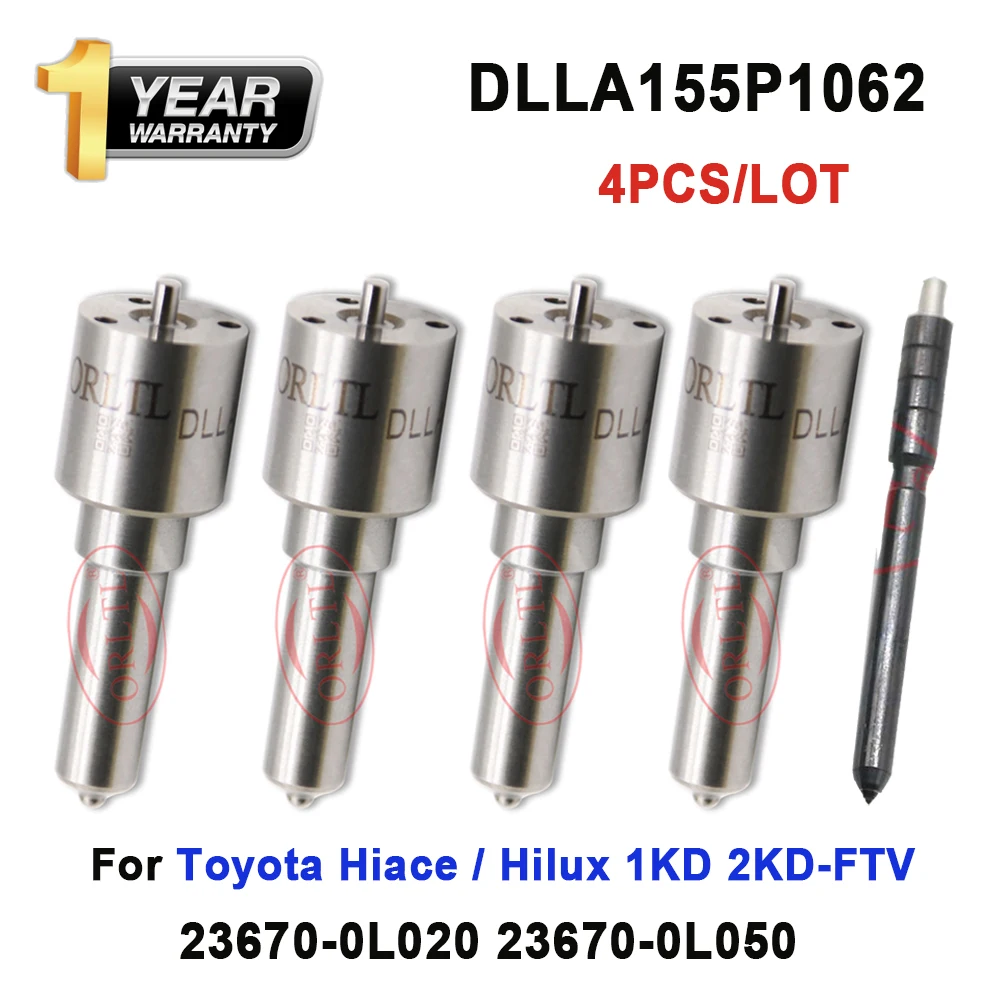 

ORLTL 4 Pieces DLLA155P863 Diesel Injector Nozzle 093400-8630 FUEL DLLA155P1062 for TOYOTA 095000-8290 23670-0L020 23670-0L050