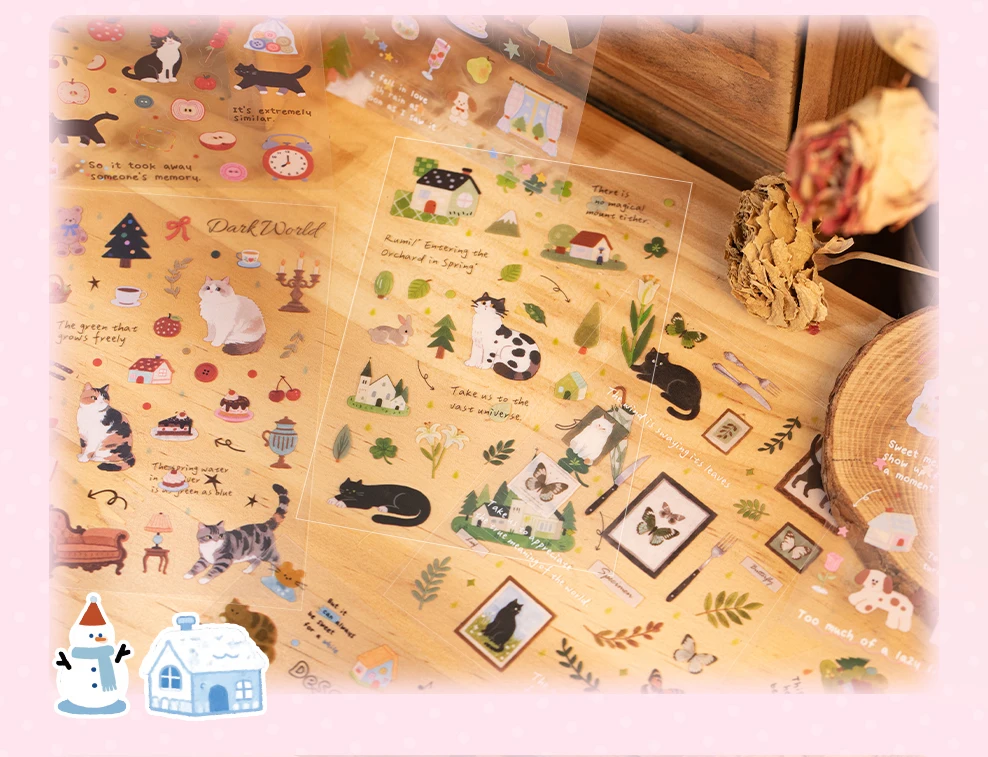 TIANZI Niedliches Katzen-Thema Ausgestanzte Aufkleber-Buch 20/40 Blatt DIY Dekorative Journal-Handyhüllen-Collage Ästhetische Schreibwaren-Sticker – Detail 10