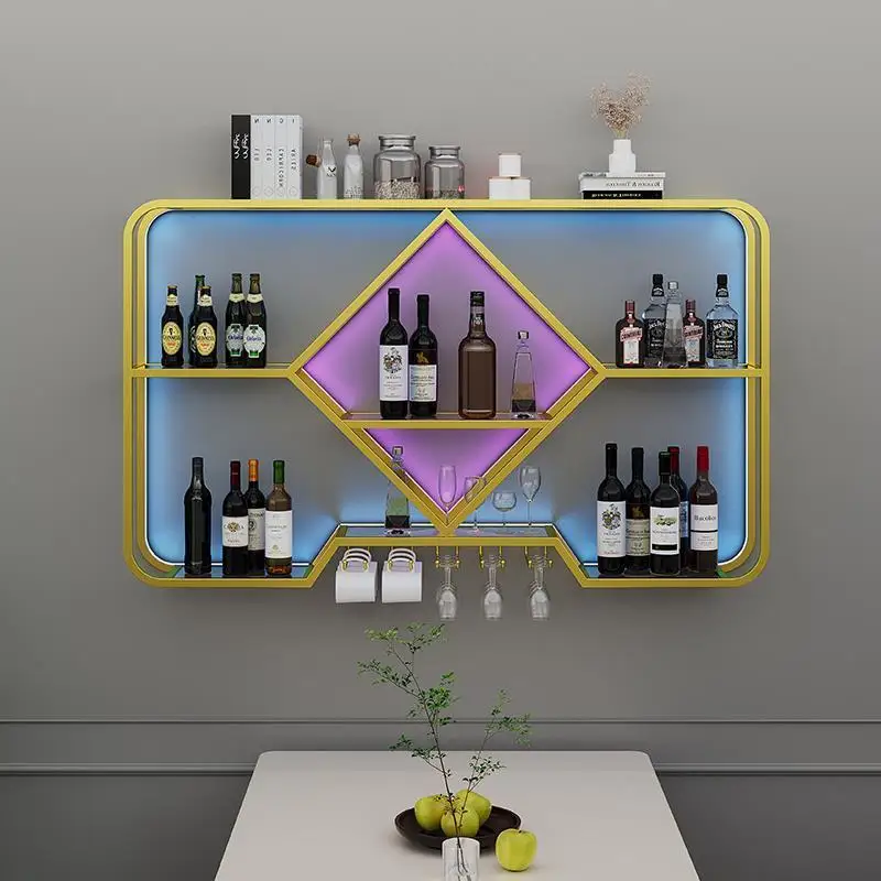 

Living room wall wine rack shelf wall display rack glass laminate wine cabinet household wall hanging storage rack