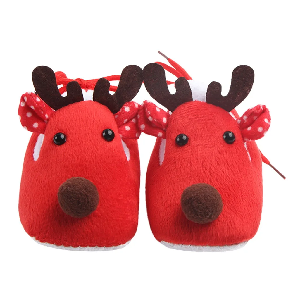 1 زوج عيد الميلاد تحت عنوان تصميم شتاء دافئ القطن طفل رضيع النعال أحذية طفل عيد الميلاد الأحذية النعال أحذية الرضع الوليد B