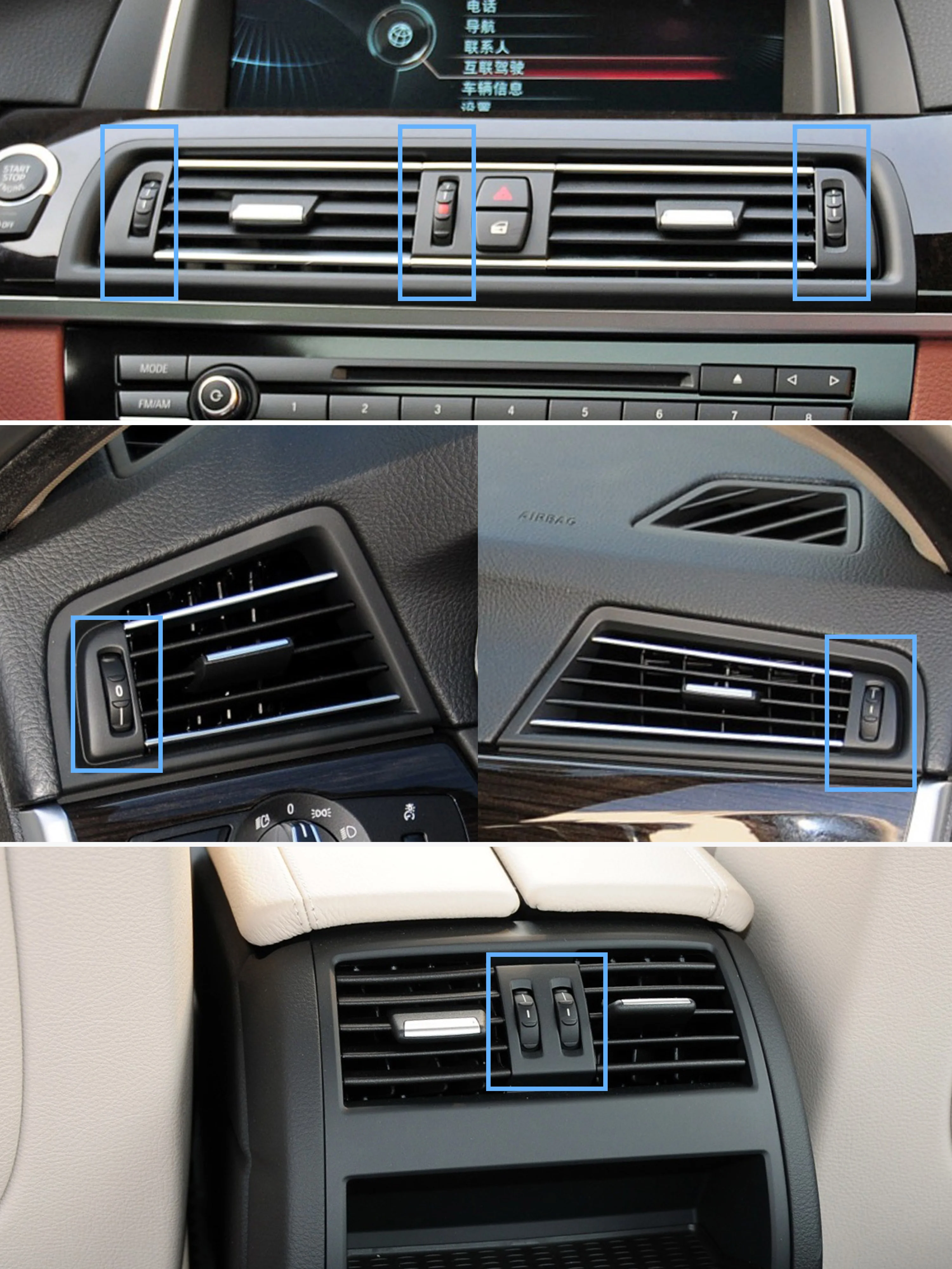 Auto Front Hinter Klimaanlage Drehen Basis Rolle AC Ventilation Rollrad für BMW 5 Serie F10 F11 520 521 523 525 528 530 – Detail 13