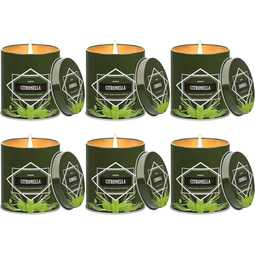 

6-Pack Citronella Outdoor Candles, 54oz Total, 50-Hour Burn, Ideal for Patio, Camping and Garden, Scented for Summer Gifts, 9oz