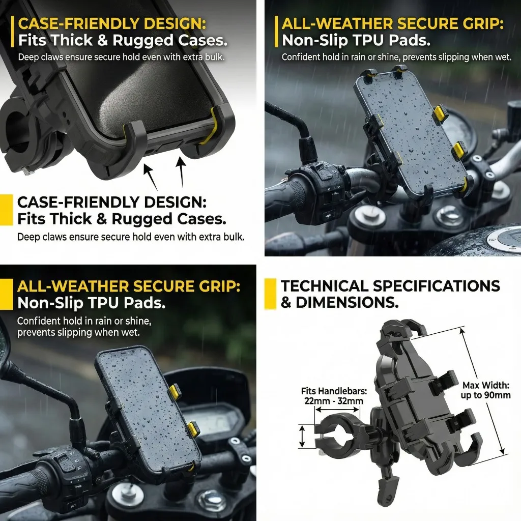 High-quality shock-absorbing motorcycle phone holder For Ducati Scrambler 400 800 1100 2017 2018 2019 DUCATI monster 620 695 696 view 5