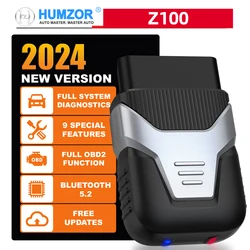 HUMZOR Z100 OBD2 Scanner Bluetooth Code Reader OBDII Full System Diagnostic Tool Portable Vehicle Fault Detector Free Update