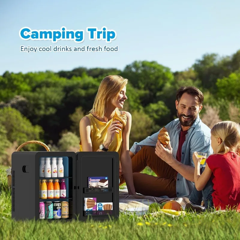 22L/30Cans Mini Fridge for Bedroom, 12v DC Portable Cooler & Warmer, Mini Refrigerator with Glass Front, for Car Office Desk