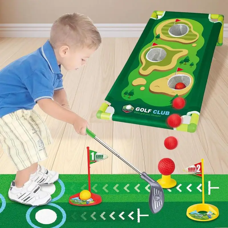 Kids Golf Toy Set Adjustable Kids Golf Club With Putting Mat Retractable Sports Toy Fun Golf Games With Practice Hole For Girls