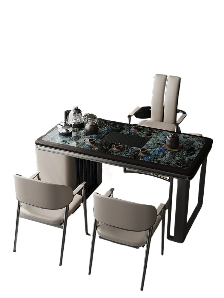 

Minimalist luxury stone rock slab tea table and chair combination modern household small apartment Kung Fu tea table