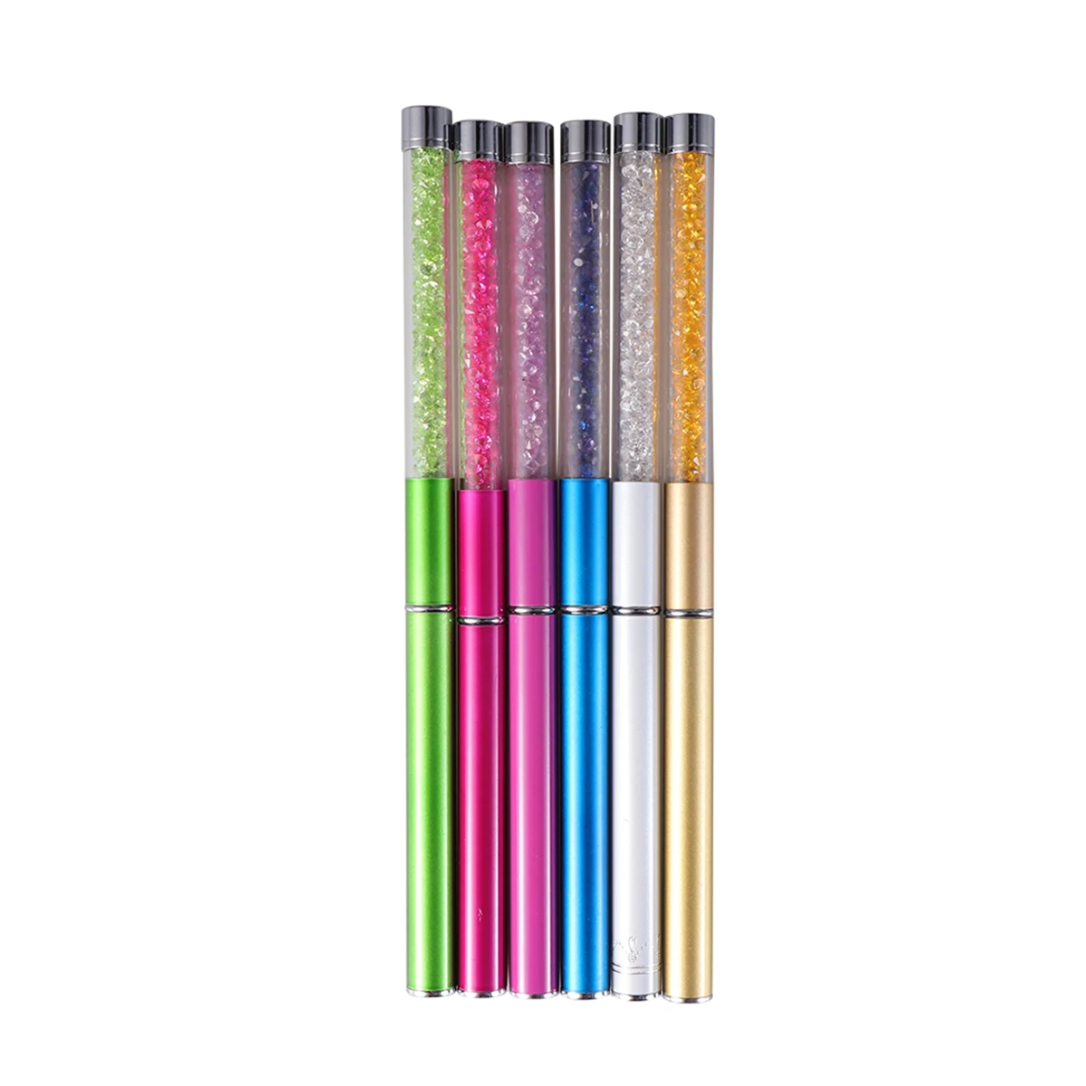 6 ชิ้นแปรงขนตาเกลียวพร้อมก้าน Rhinestone มาสคาร่าแปรงตา Applicator แปรงต่อขนตา (สีขาว + กุหลาบแดง + ทอง +