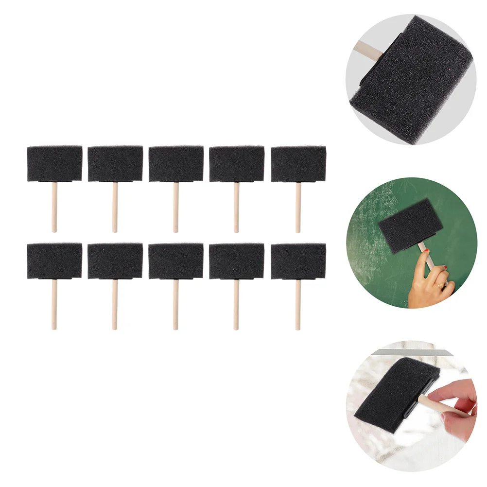 

10pcs Wood Handle Sponge Brush High-Density Reusable For Painting Staining Glue Application Art Craft Projects Studio Classroom