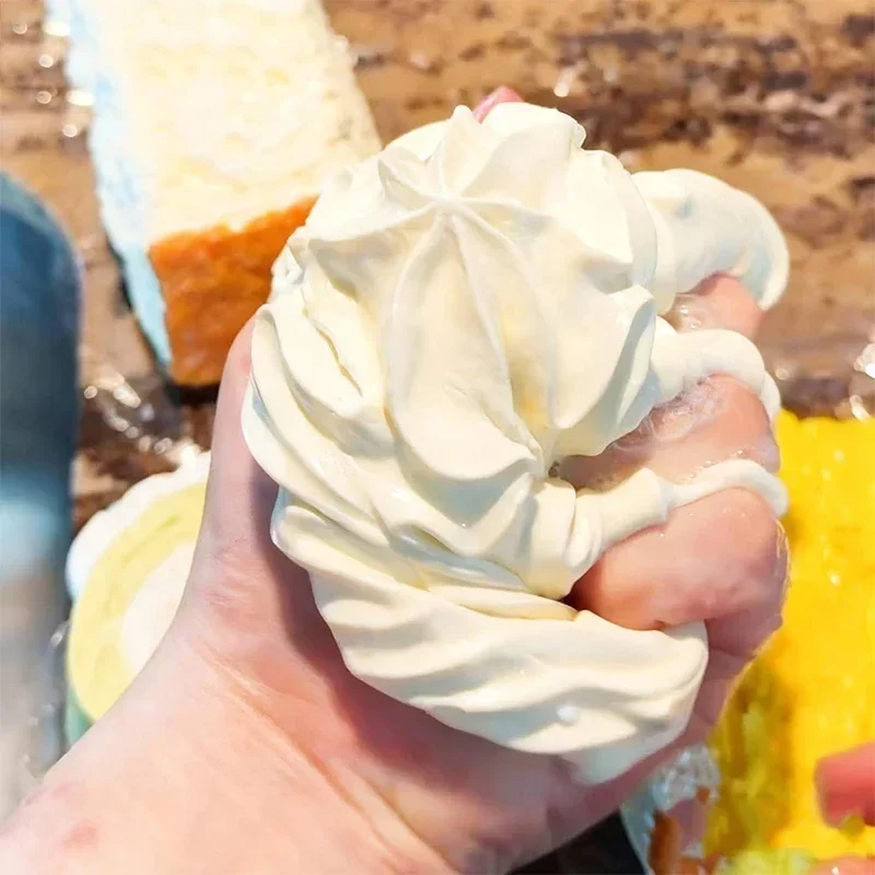 Cream Roll Slow Rebound Squishy Fluffy Whipped Cream Shaped Soft Squeeze Stress Relief Fidget Handheld Decompression Sensory