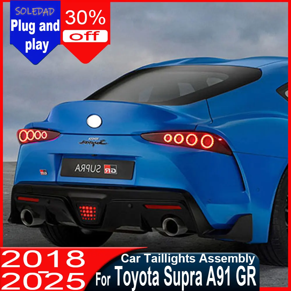 

Задние фонари для Toyota Supra GR A90 A91 2018-2024 с анимацией при запуске и динамическим сигналом, установка Plug and Play