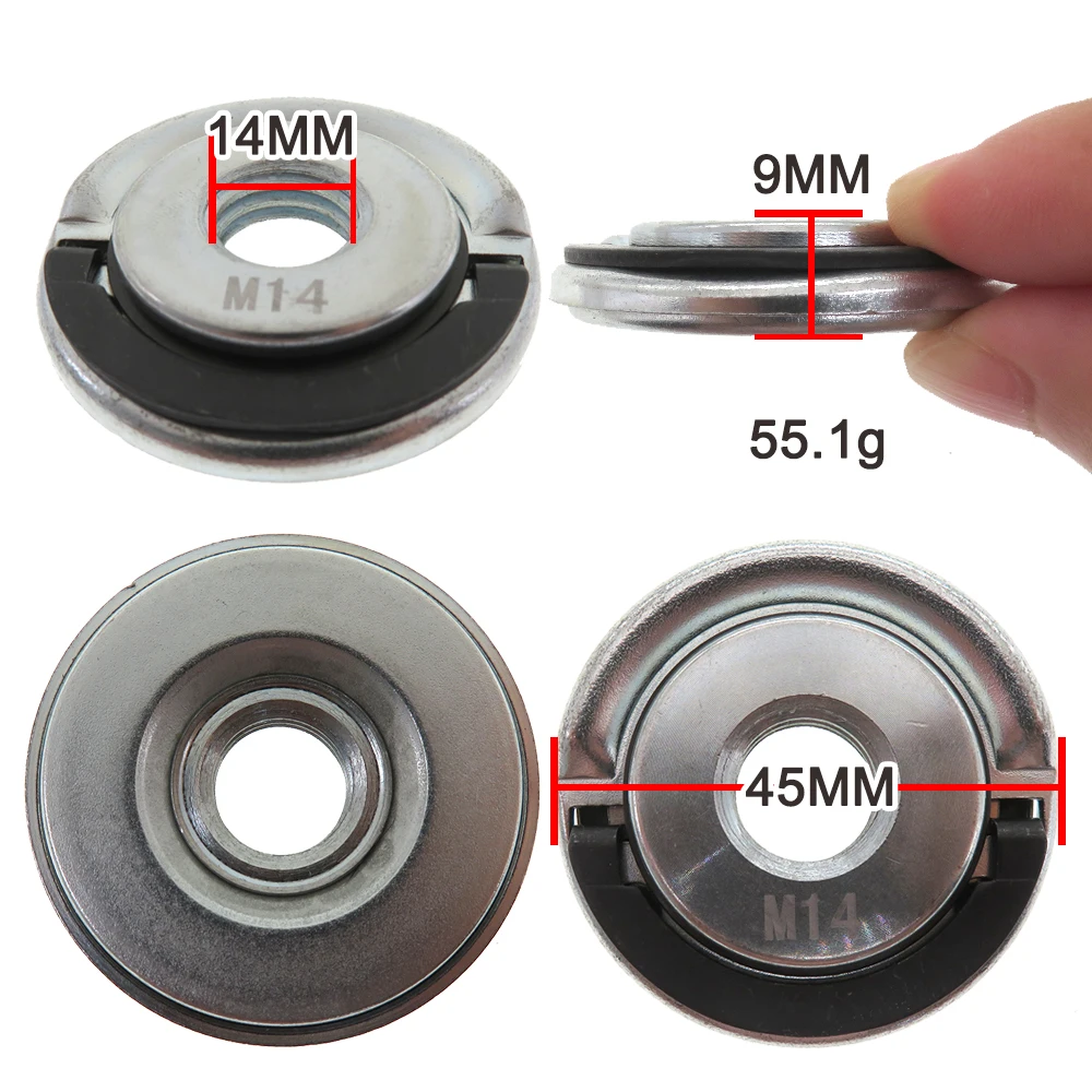 Imagem -02 - Self-locking Angle Grinder Nuts Aço Flange Nut Quick Fastening Grinder Quick Release Plate Labor Saving 45 mm M14