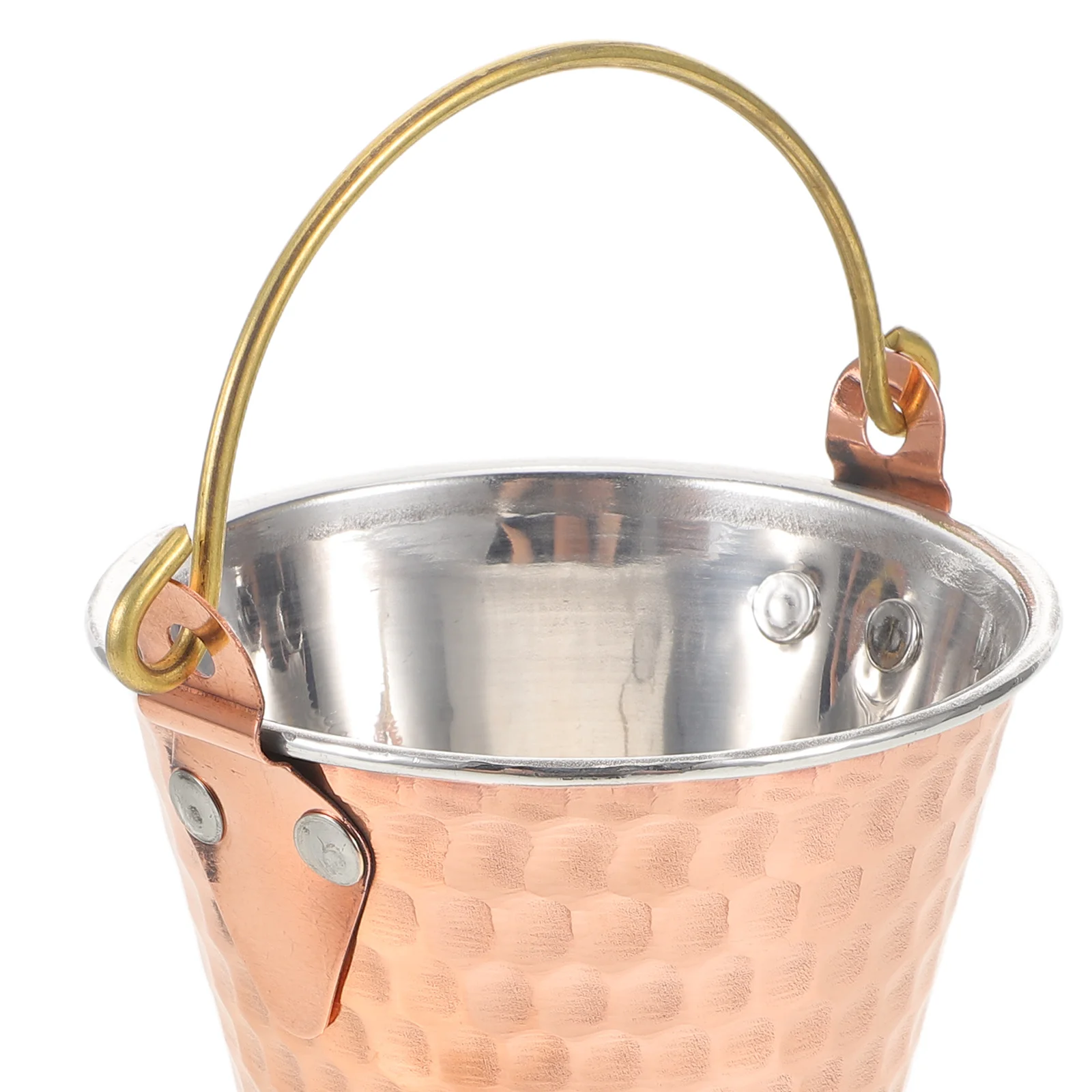 دلو ثلج مطروق دلو معدني ذهبي وردي مع مقبض حاوية توابل على طراز الكاري الهندي وحوض مشروبات ومبرد نبيذ للحفلات