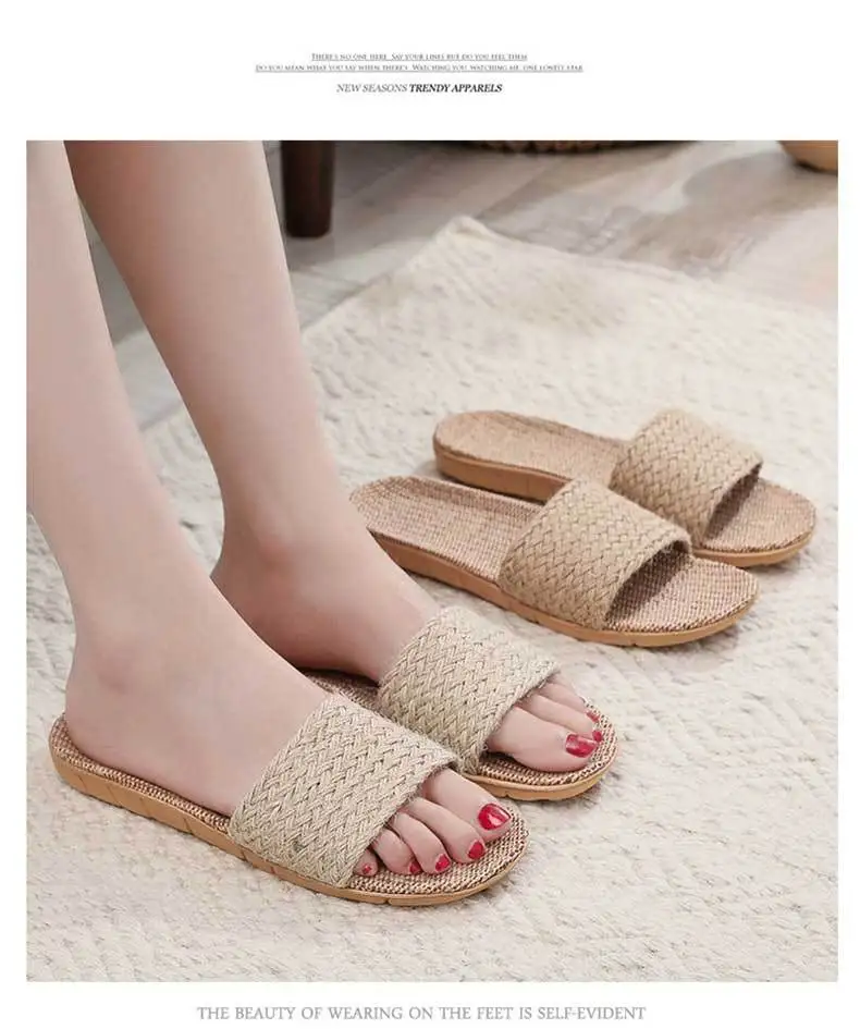 Neue Leinen-Hausschuhe für Damen, Rutschfeste Indoor-Sommer-Bodenschuhe für Paare, Herrenschuhe – Detail 15