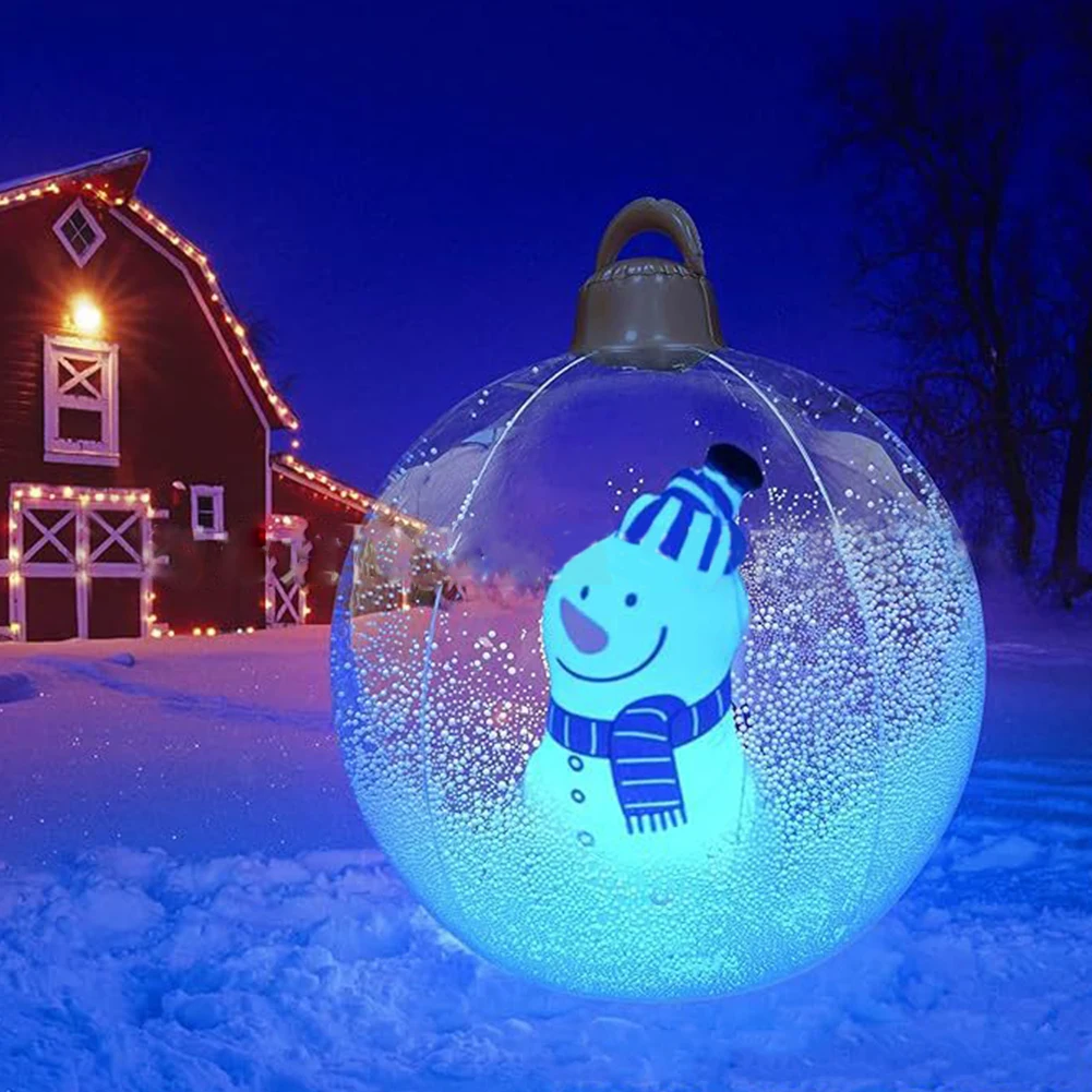 24-Zoll leuchtende aufblasbare Weihnachtskugel aus PVC mit leichter Fernbedienung, riesige aufblasbare Weihnachtskugeln aus PVC, Weihnachtsdekorationsball