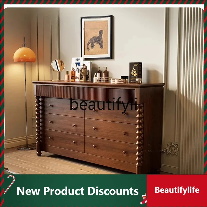 

LTAmerican rural retro bucket cabinet Solid wood entry porch cabinet Storage wall French decorative cabinet D80