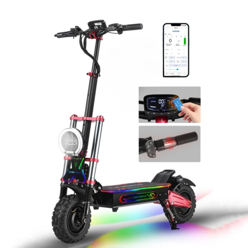 Boyueda S5 Scooter elettrico per adulti 6000W 60V 38.4Ah Scooter elettrico Scooter elettrico pieghevole da 11 pollici Doppio motore