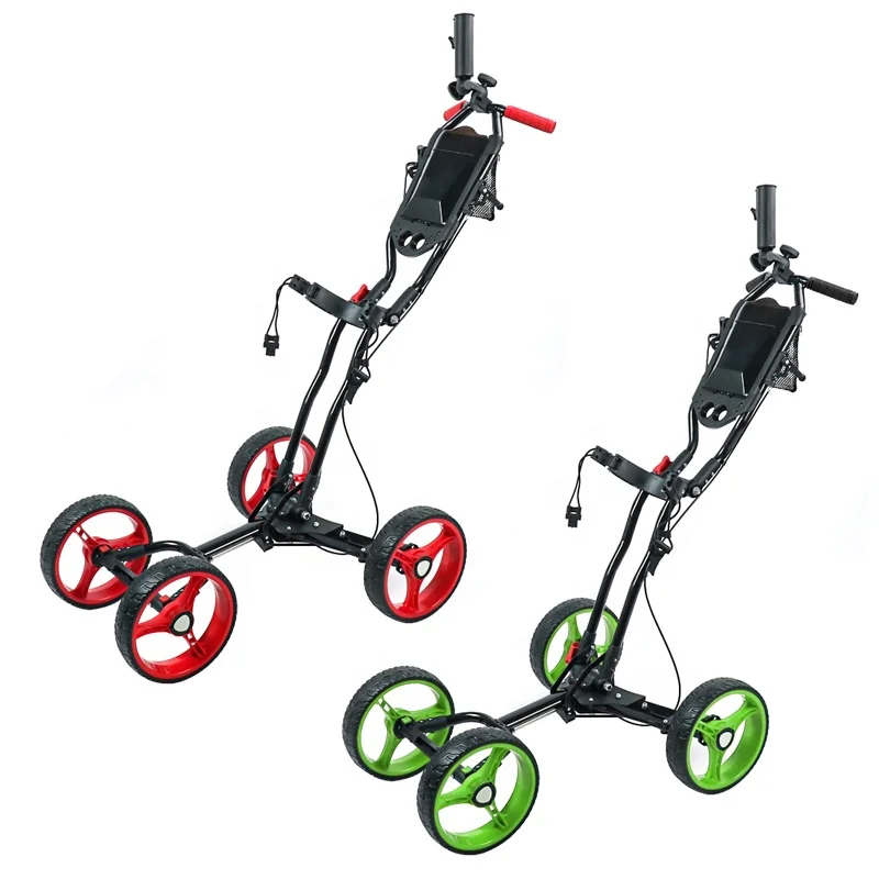 4-Wheel Hand Brake And Detachable Golf Push Cart Aluminum Alloy Foldable Collapsible Lightweight Golf Trolleys