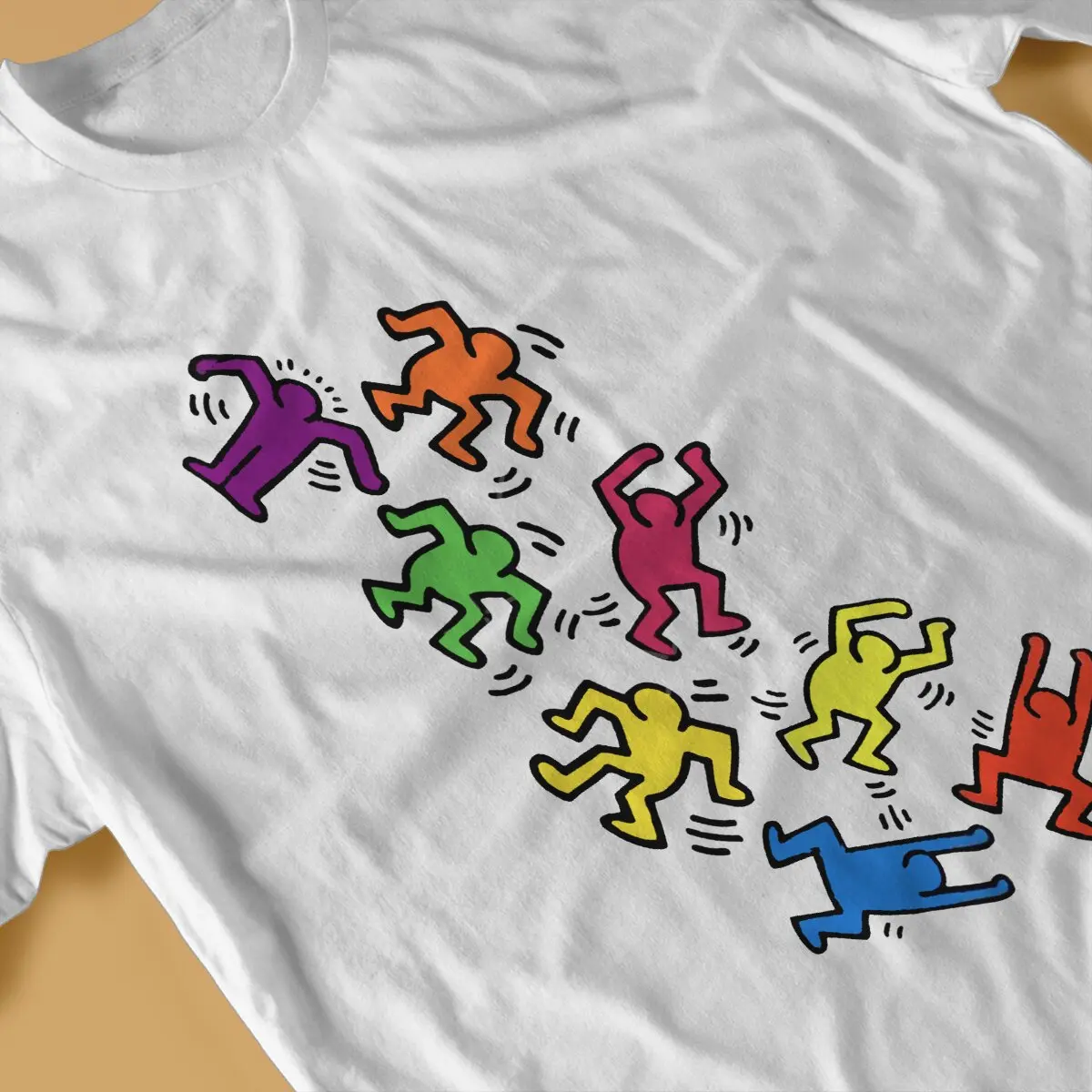 Dance Haring Man\'s TShirt Cartoon stick figure O Neck Short Sleeve 100% Cotton T Shirt Humor High Quality Birthday Gifts