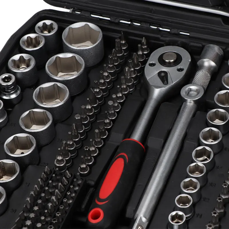 

Professional 216pcs Mechanic Tool Set 1/4" 3/8" 1/2" 3-in-1 Drive Socket Wrench Spanner & Cr-V Steel Automotive Repair Tools Kit