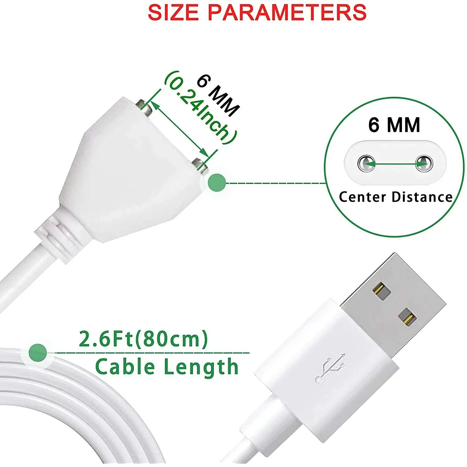 New USB Magnetic Charging Cable Replacement Charger Cord for Wand Massager Rechargea 6mm(0.24In).