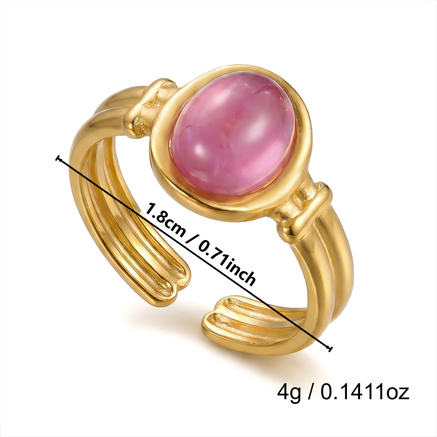 Retro Goldfarbener Unregelmäßiger Metallring für Damen und Herren Edelstahl Natürlicher Tigerauge Offener Ring Ästhetischer Dating-Schmuck – Detail 10