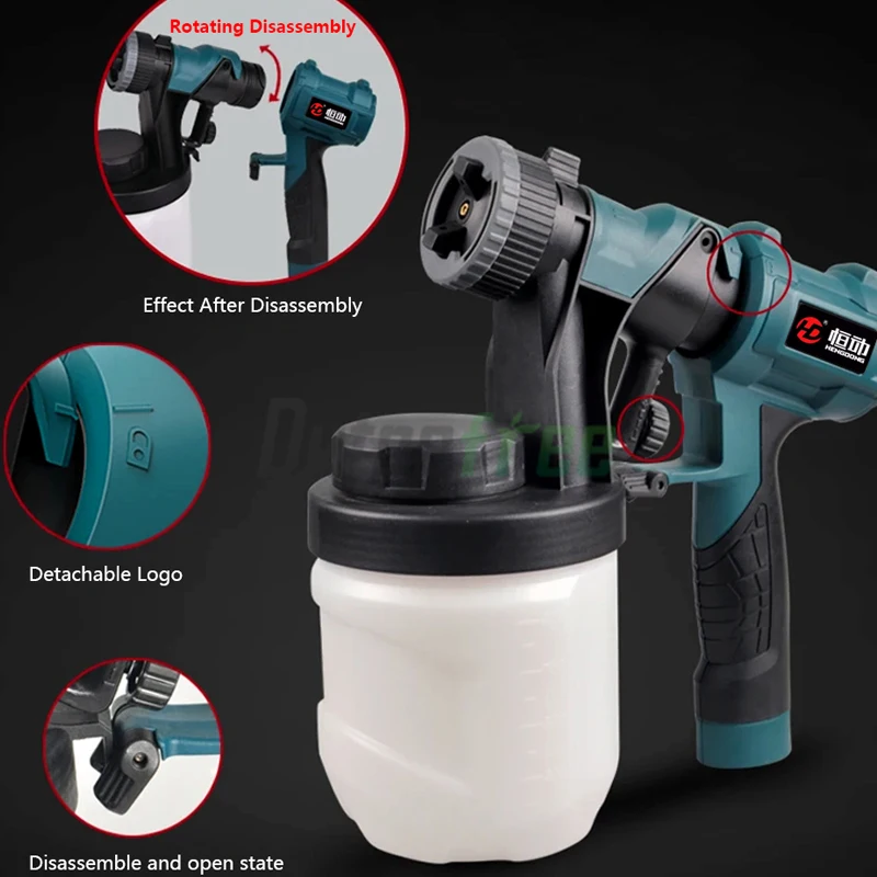 220V 900ML Pistola a spruzzo elettrica 800W Ugello regolabile Spruzzatore di vernice elettrico per mobili auto Rivestimento in acciaio Aerografo per uso domestico