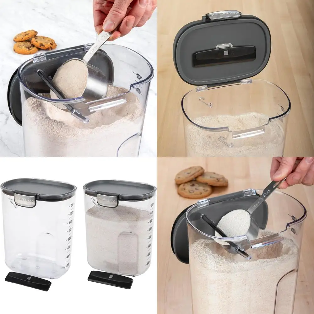 

Двухсекционные прозрачные пластиковые герметичные контейнеры для хранения с магнитными крышками для муки, емкость 4 литра