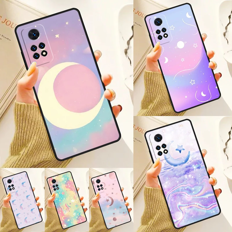 

Moon Stars Pastel Case For Samsung Galaxy S24 Plus S23 S20 S21FE Lite S22 Ultra Note 20 S8 S9 S10 Phone Coque