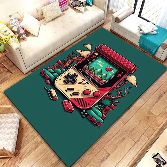 Retro Gamer Console Game Area Rug,Carpet Rug for Home Living Room Boy Children Bedroom Sofa Doormat Decor Non-slip Floor Mats