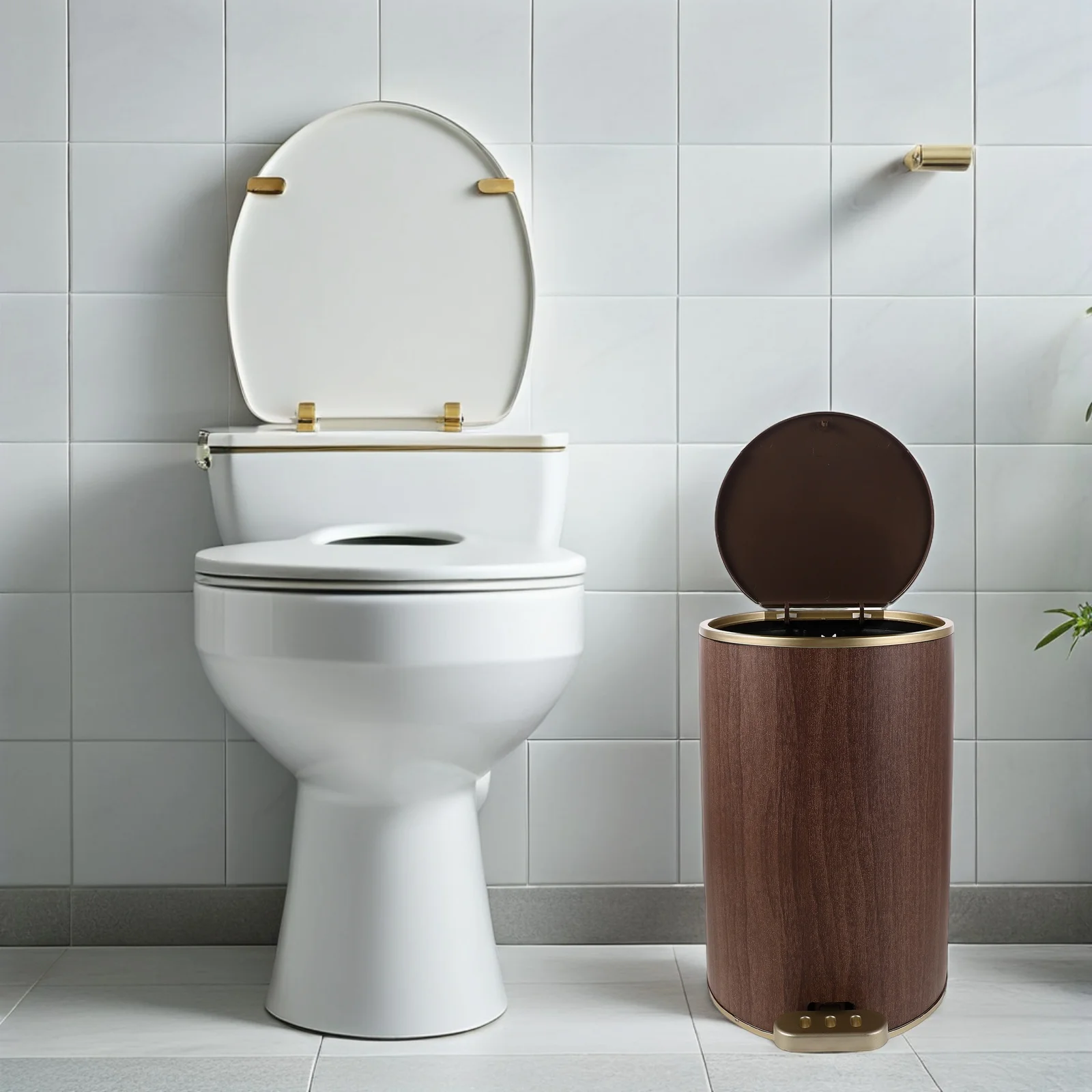 

12L Round Foot Pedal Trash Can Sealed Lid Bathroom Toilet Waste Bin Hands-Free Operation Plastic Garbage Container For Home