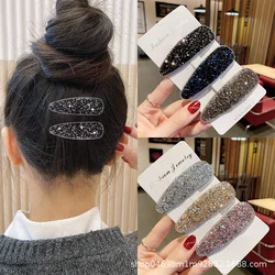 Pasador cuadrado de diamantes de imitación para mujer, pinzas para el cabello con purpurina Simple, organizador de flequillo, accesorios para el cabello, moda coreana