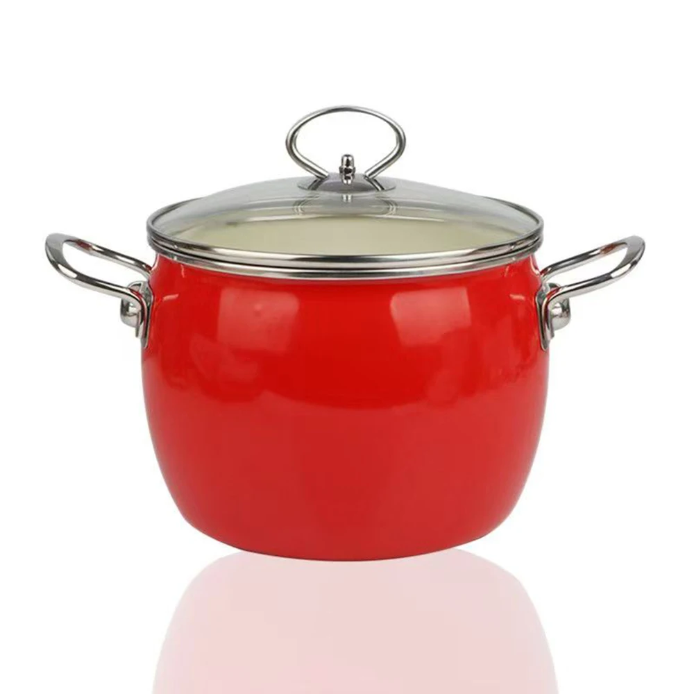 Olla de sopa profunda esmaltada de porcelana, cacerola de estilo alto para olla de inducción, olla de cocina multifunción para cocina, 3,2 L