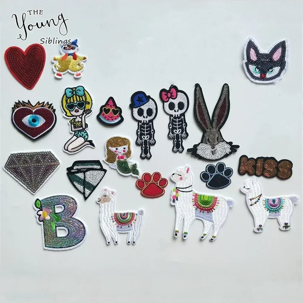 Sewing Cartoon Animals Unicorn Cat patches iron on clothes Embroidery Fabric Badges Letter B Stickers DIY Clothing accessories