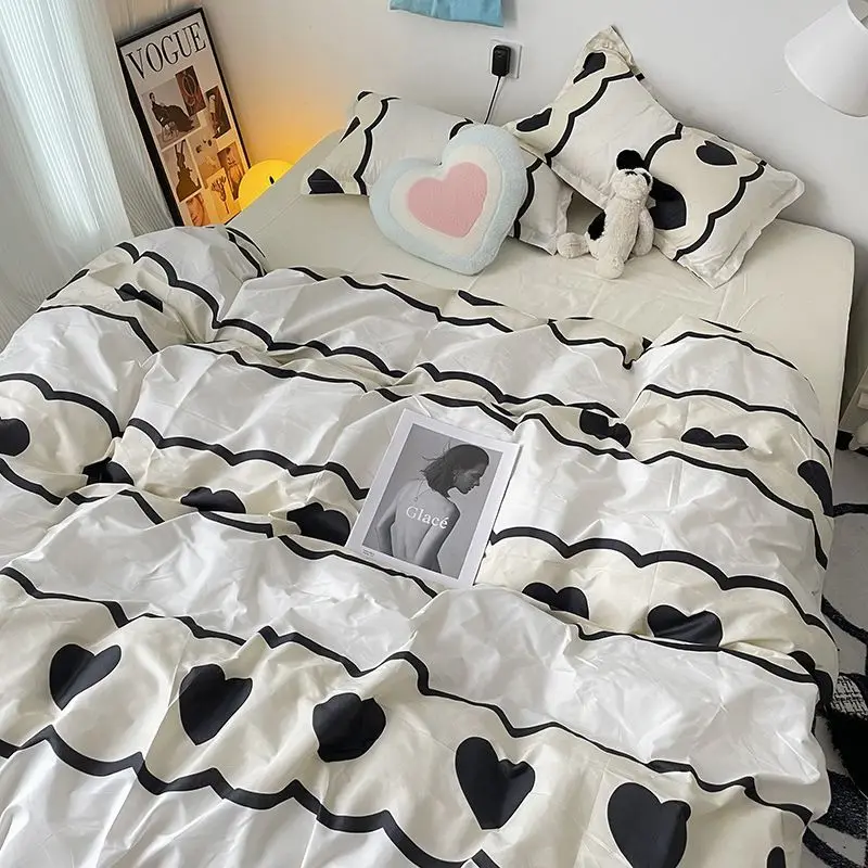 

Korean Style Bedding Set Twin Full Queen Bed Linen Kids Adult Simple Bed Flat Sheet Pillowcase Fashion Quilt Cover Bedroom Decor