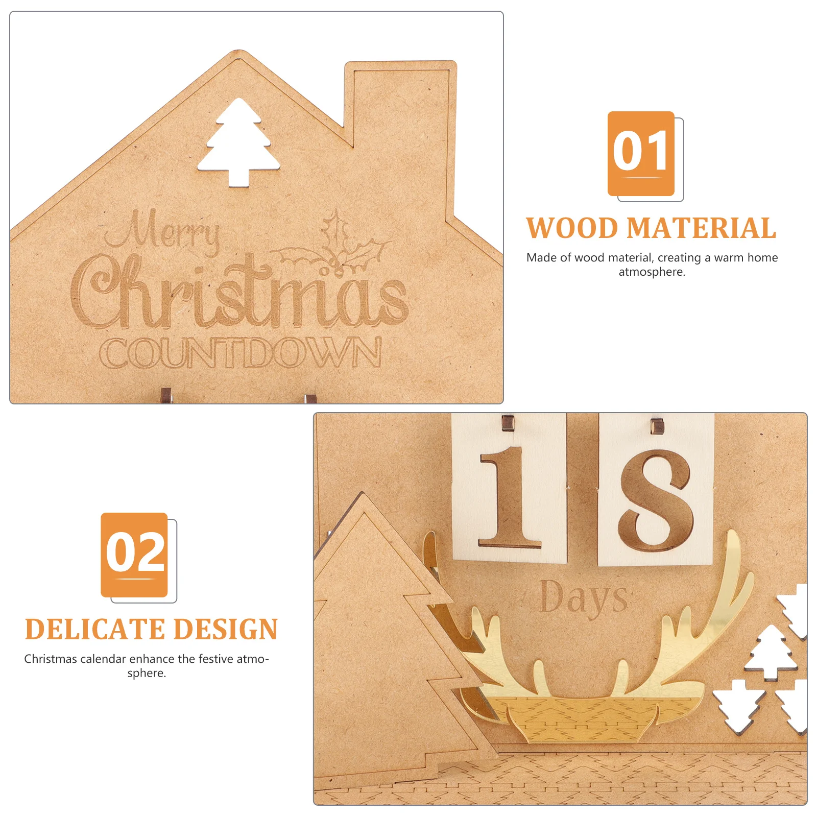 

Christmas DIY Wooden Advent Calendar Decorative Countdown Desktop Calendar Xmas Ornament Home Decoration Gift Home Decor