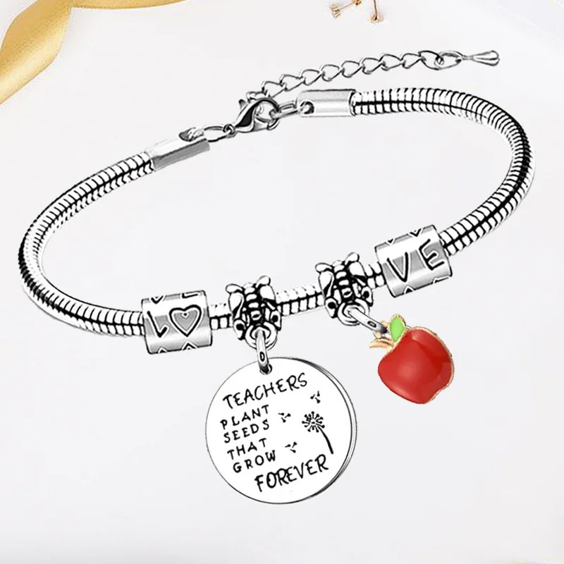 Teacher Appreciation Gifts Thank You Teacher Bracelet for Teahcers Day Opening Graduation Season Charm Jewellery