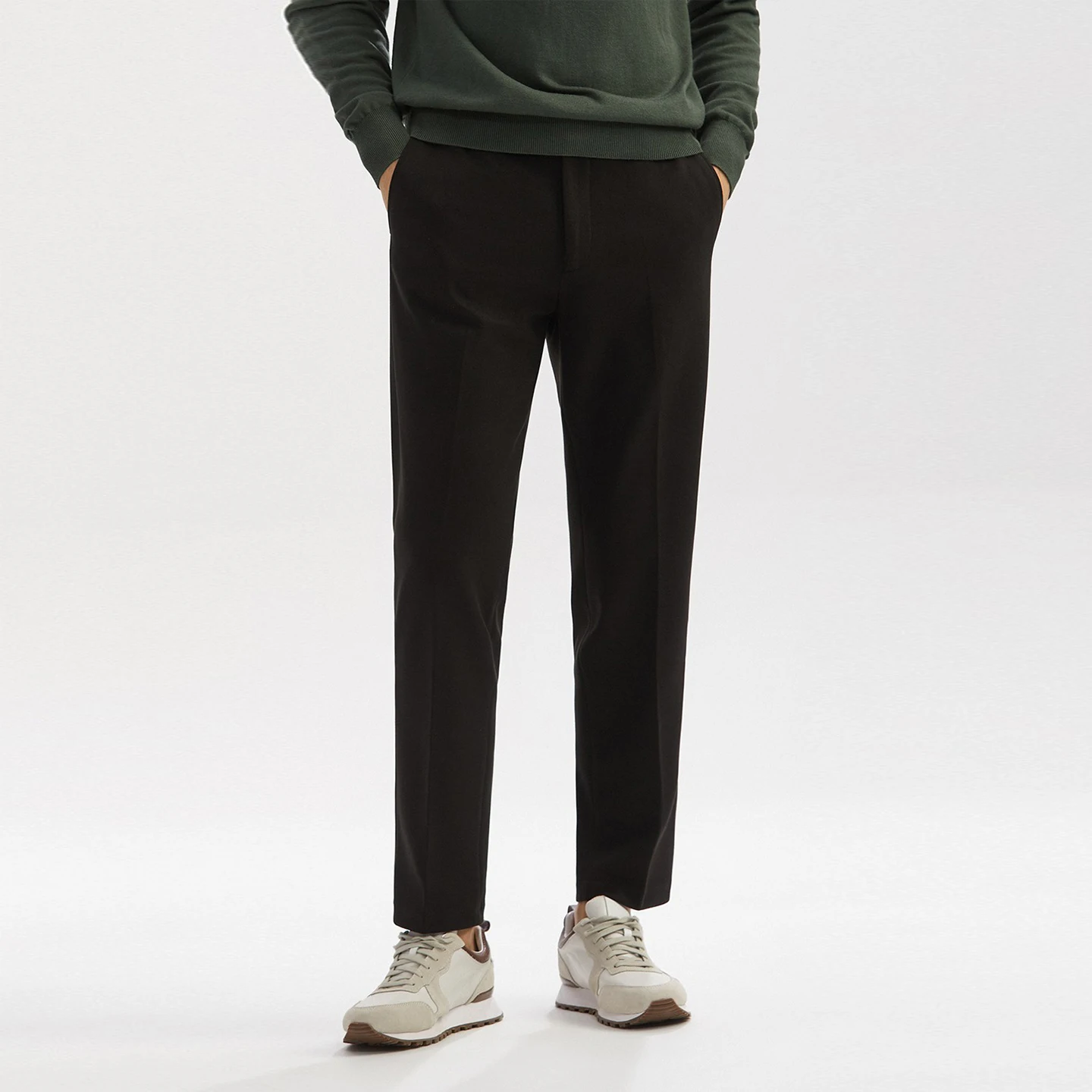 

Осенние и зимние шерстяные брюки для мужчин, прямые брюки, облегающие, толстые, драпированные, повседневный костюм, деловые брюки