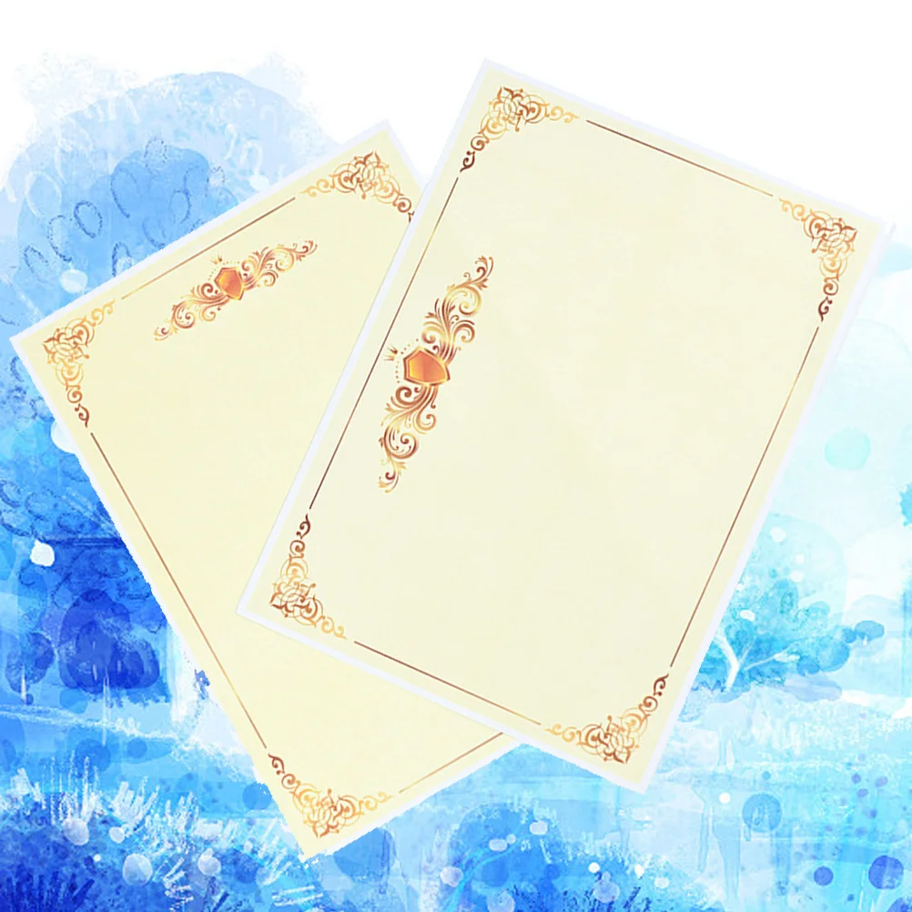 100 szt. papieru A4 21x29 cm z pustym złotym obramowaniem na certyfikaty, do nagrad szkolnych, upominków, uznawania, okazji ukończenia szkoły, kompatybilny z...