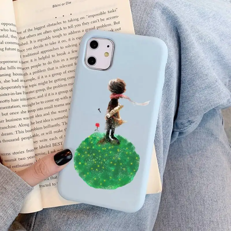 Cartoon The Little Prince fox Phone Case for iPhone 14 11 12 13 Mini Pro Xs Max 8 7 6 6S Plus X XR Solid Candy Color Case