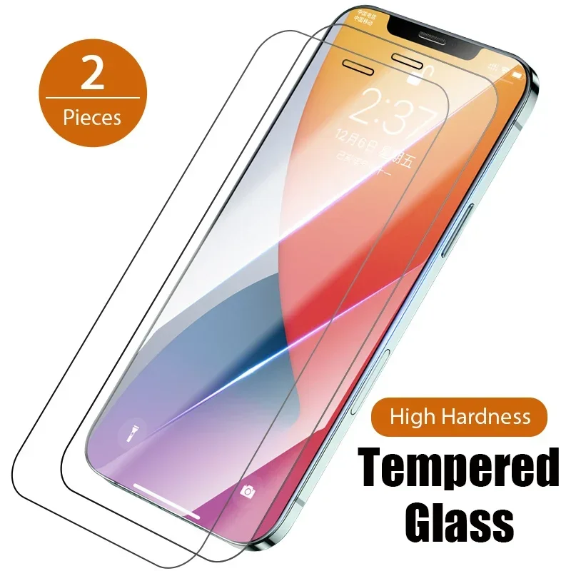 2PCS Tempered Glass for iPhone 11 15 14 13 12 Pro  Max  Mini  XR X XS SE2020 22 Screen Protector for iPhone 7 8 6 6S 5 Plus