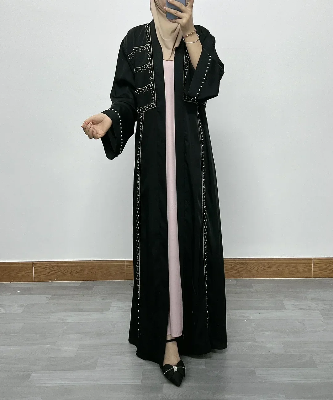 Women Eid Muslim Black Abaya Ramadan Morocco Dubai Cardigan Embroidery Abayas Kaftan  Arab Modest Long Robe  ملابس اسلاميه