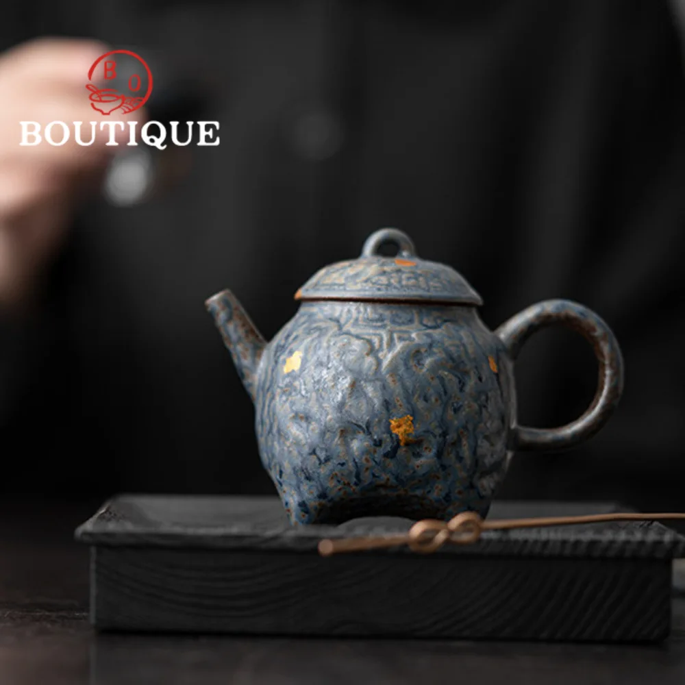 

180ml Retro Old Rock Mud Teapot Handmade Bronze Glazed Pot Chinese Tea Making Kettle with Ball Hole Kung Fu Tea Teaset Craft