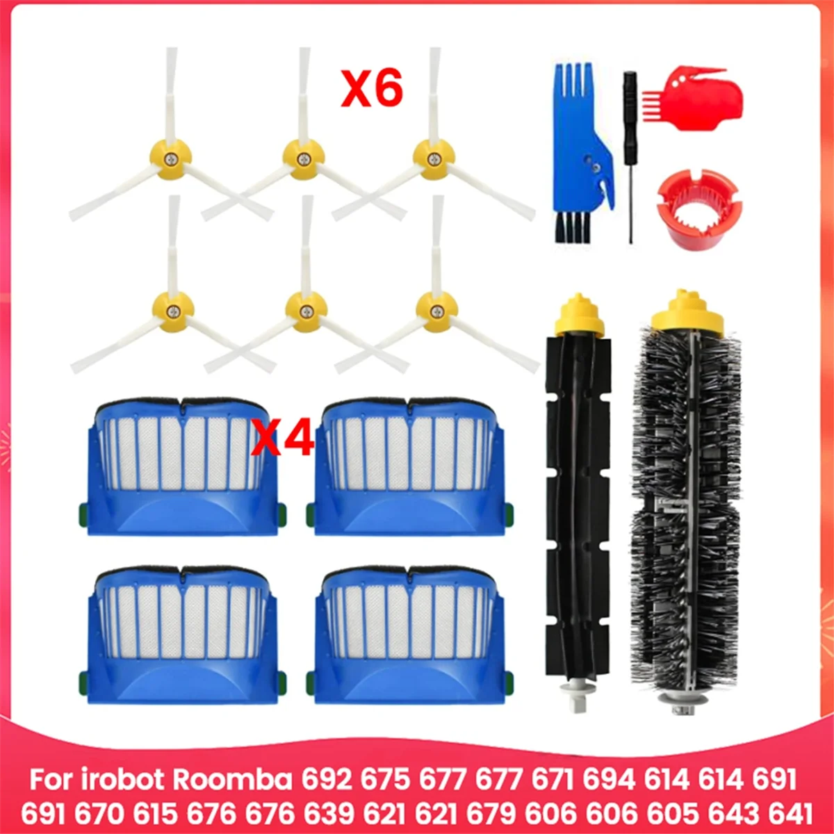 FZFZ 600 시리즈 694 692 690 695 680 660 665 651 650 620 진공 청소기 부품 메인 사이드 브러시 HEPA 필터